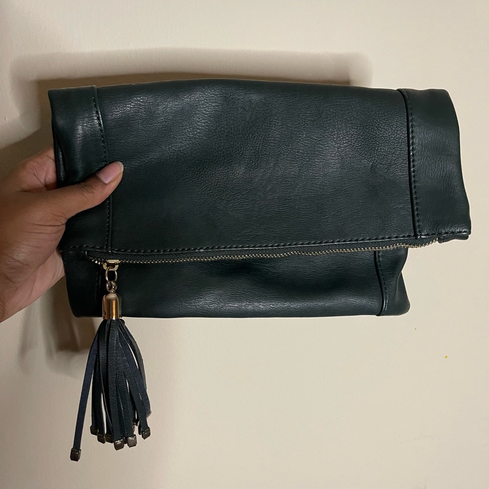 dark/hunter green folding clutch purse